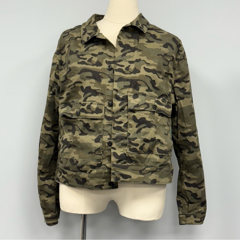 NWT Lularoe Kenny Demin Jacket 3XL Jungle Camouflage Unisex Jean Rare Unicorn 3X